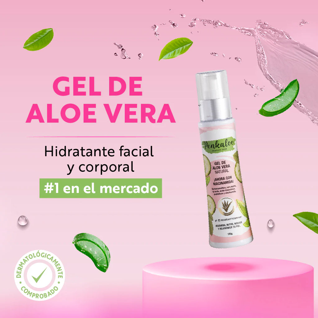 Gel de Aloe Vera Penkaloe — Hidratante Facial y Corporal con Niacinamida y Ácido Hialurónico