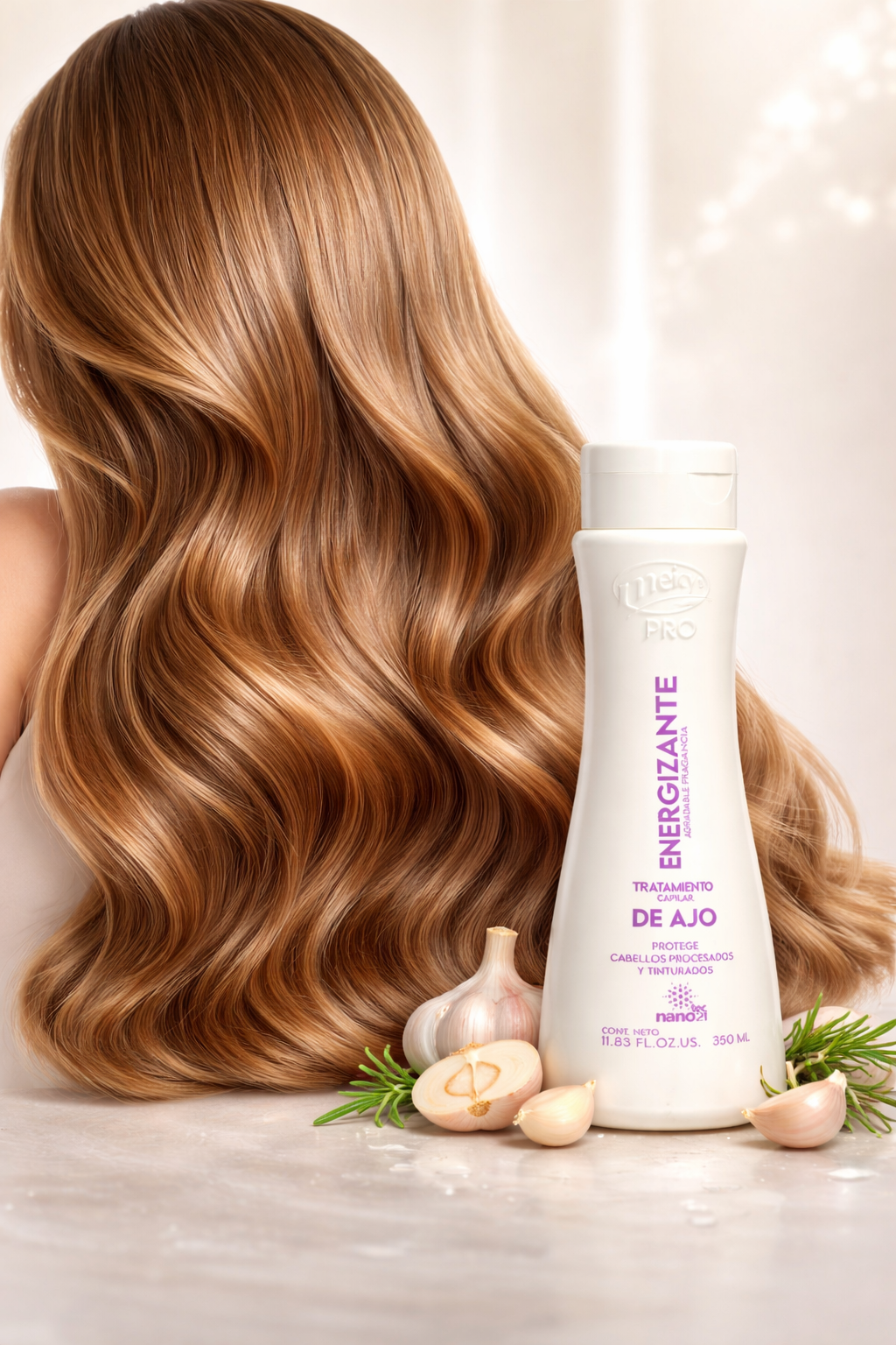 Meicys Tratamiento Capilar Ajo Energizante 350ml — Reparación con Nanotecnología para Cabello Dañado